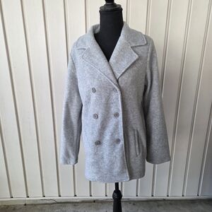Talbots Gray Fleece Button Jacket Blazer Size M